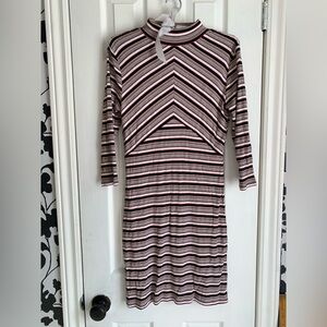MINKPINK Striped Rib-Knit Midi Dress in Pink Black White comfy soft pretty